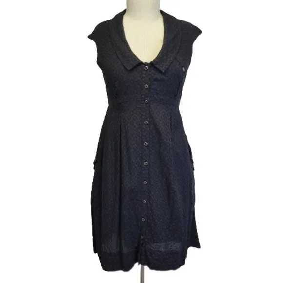 Anthropologie Postmark Womens US 10 Four Corners Shirt Dress Black Cotton Hi-Lo - Picture 12 of 12